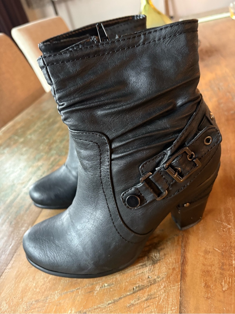 Women's Black Mid-Heel Ankle Boots 36